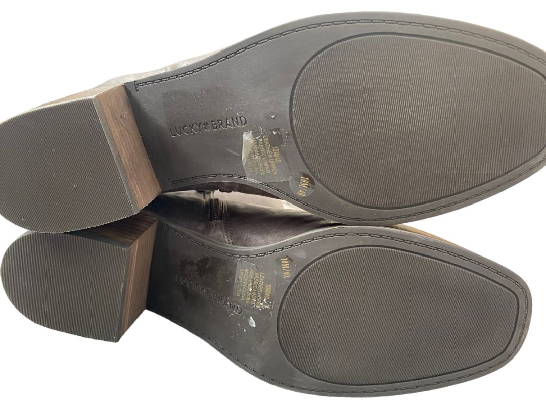 10 Lucky Brand Malvelia Brown Block Heel Booties Ankle Boots