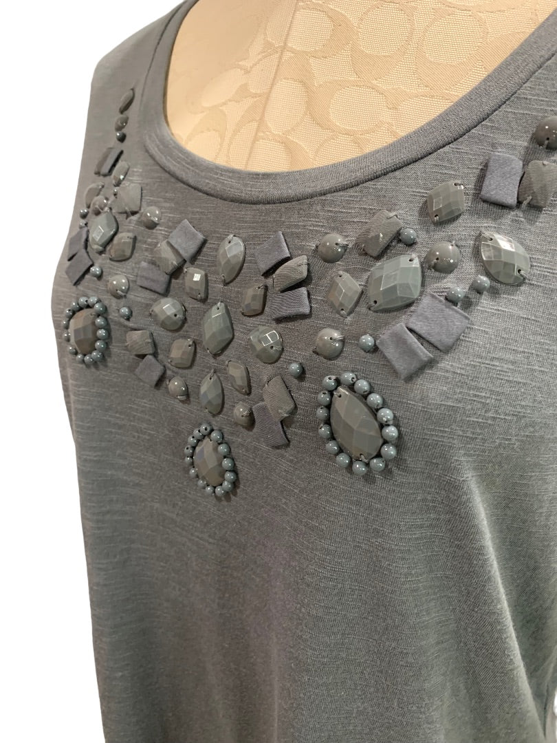 Large Petite Apt 9 Women's New Short Sleeve Tshirt Embellished Gray