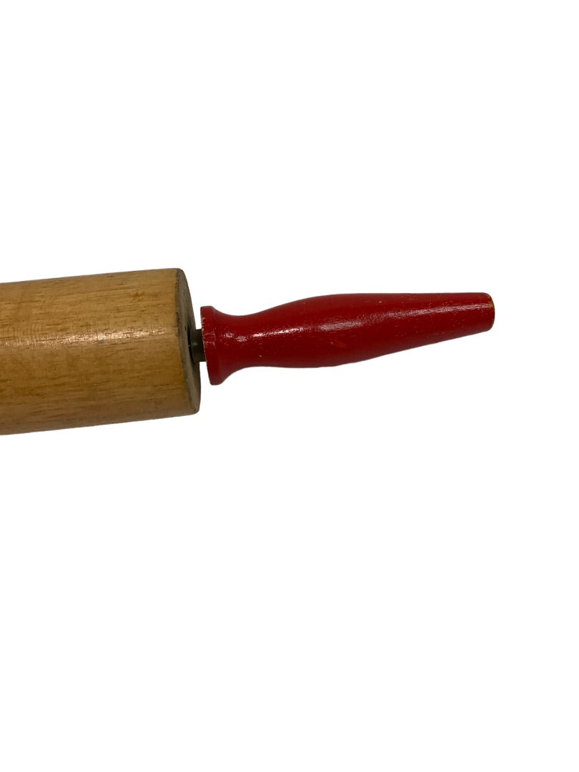 Wooden 18" Rolling Pin Red Handles Farmhouse Décor Shabby Chic Cabin 10" Roller