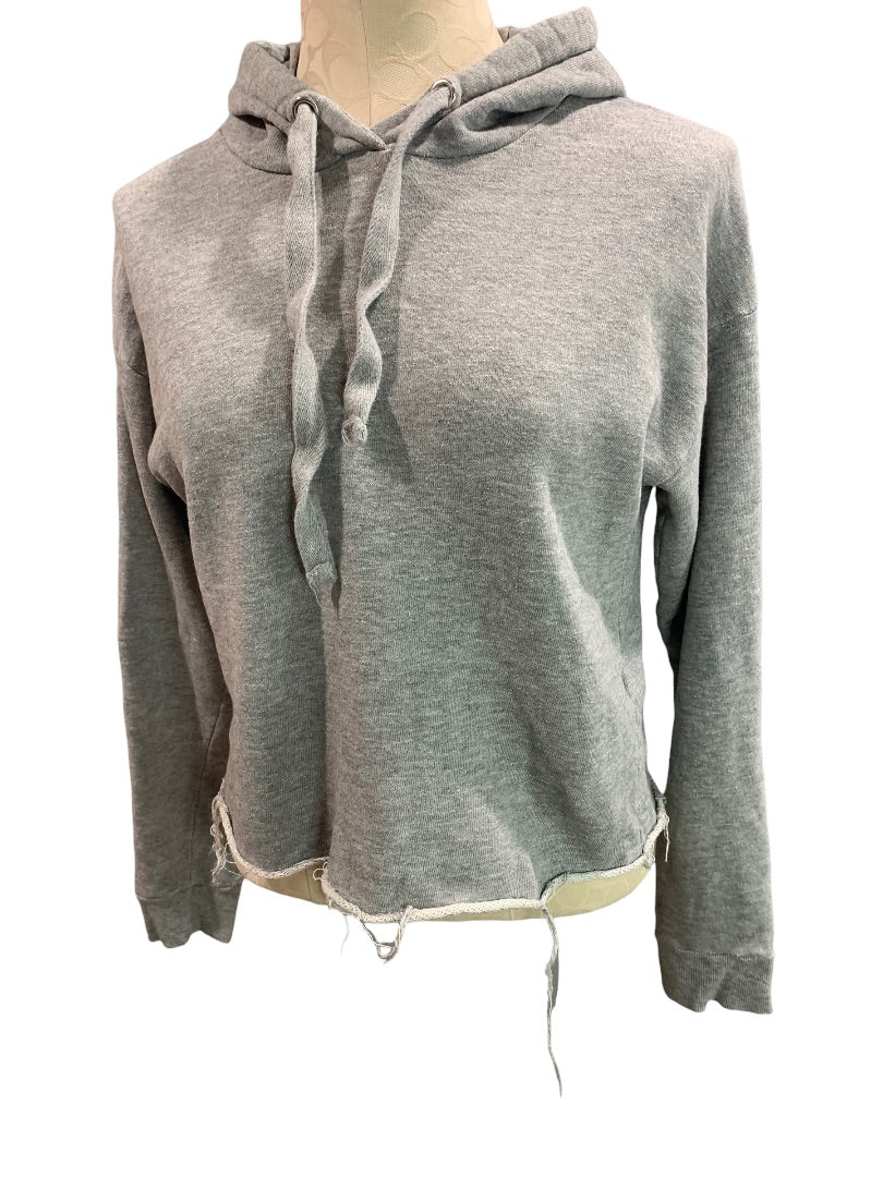 Small Forever 21 Junior Women's Gray Crop Pullover Hoodie Floral Embroidery