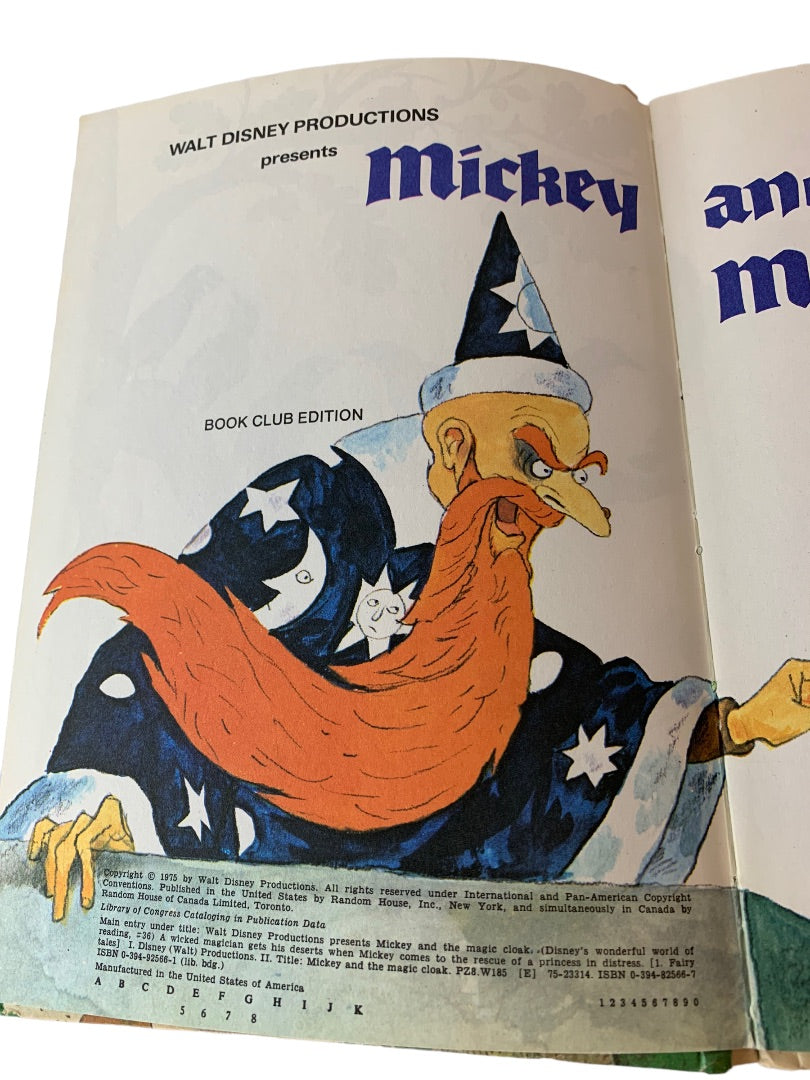 Walt Disney Productions 1975 Mickey and the Magic Cloak Wonderful World of Reading Book