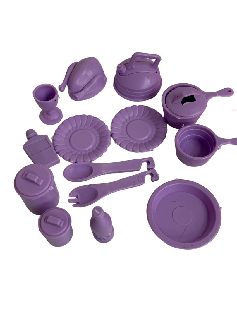 Lot of Plastic Pink Purple Doll Accessories Good 1:6 Scale Fashion Doll House