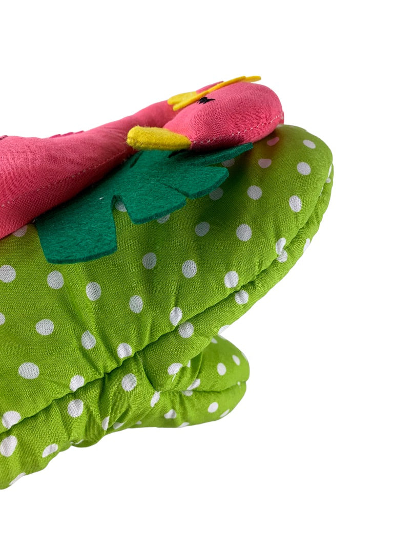 Ritz New Kitchen Friends Decorative Oven Mitt Flamingo Pink Green Polka Dots