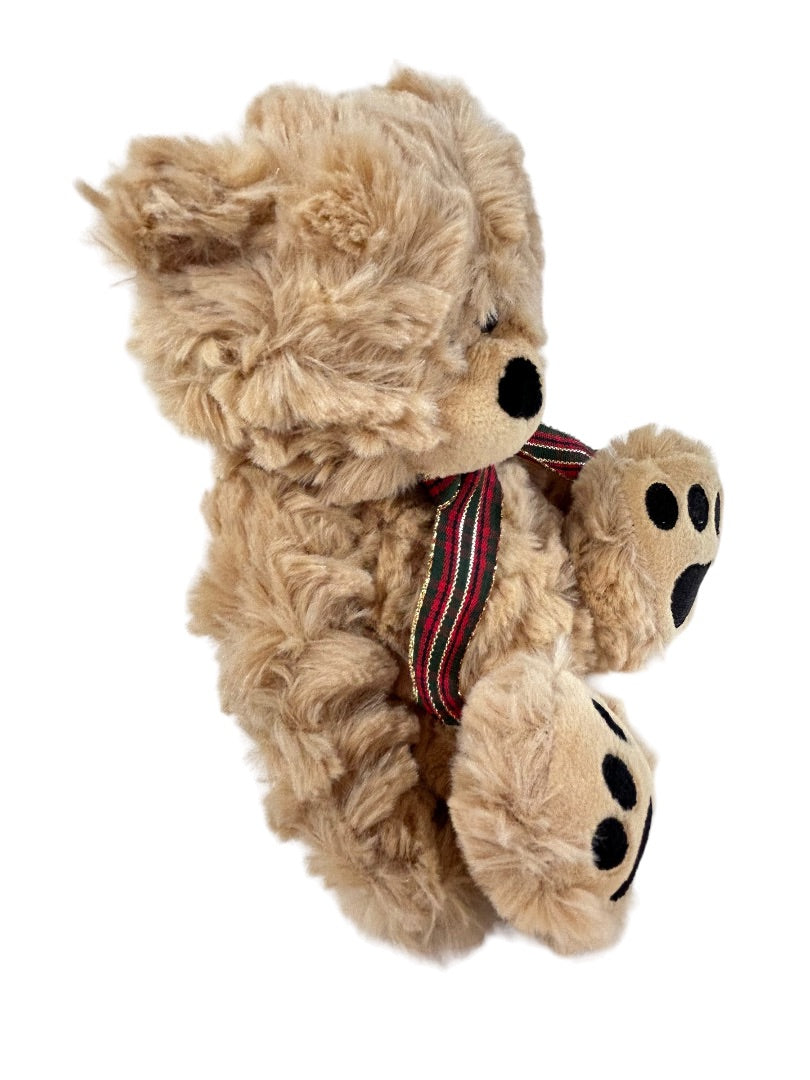Ganz Tan Teddy Bear Plush 7" h Holiday Plaid Bow Stuffed Animal