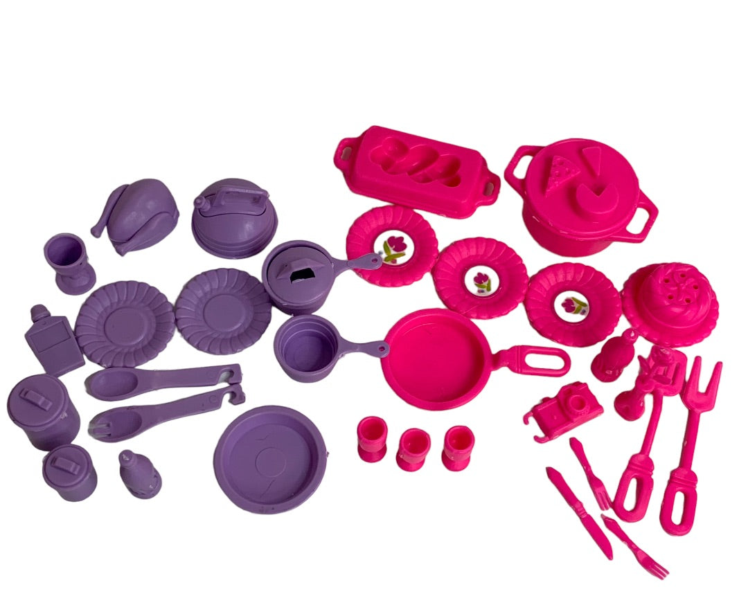 Lot of Plastic Pink Purple Doll Accessories Good 1:6 Scale Fashion Doll House