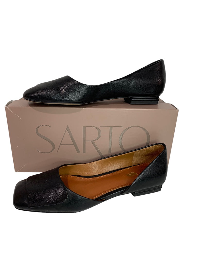 Size 5.5 Sarto Women's A-Tracy Black Leather Square Toe Shoes