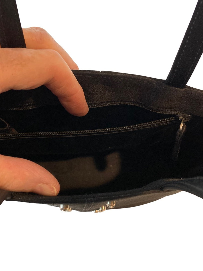 Small Satin Satin Evening Bag Satchel Embellished Free Standing Structured