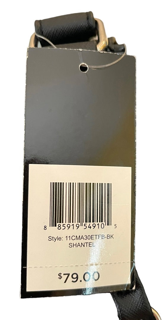 Ellen Tracy Shantel Handbag New Black Embossed Faux Leather Satchel Mixed Metal Chain