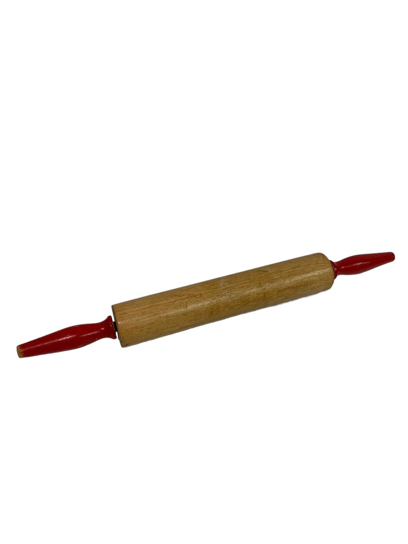Wooden 18" Rolling Pin Red Handles Farmhouse Décor Shabby Chic Cabin 10" Roller