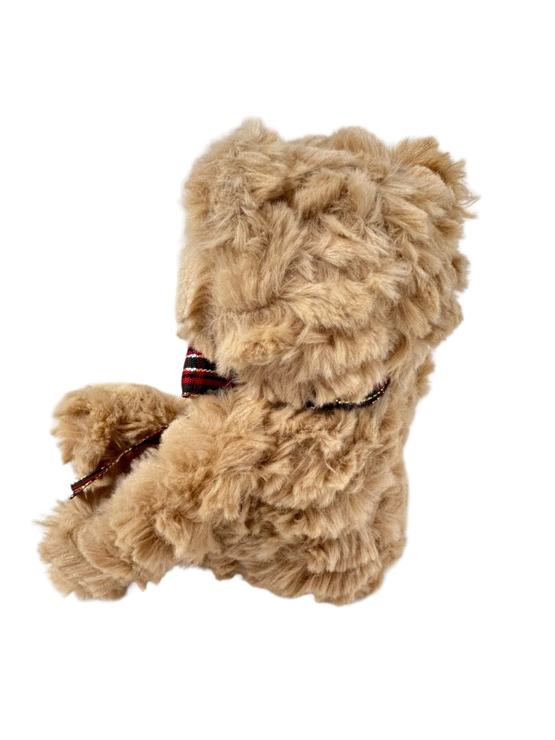 Ganz Tan Teddy Bear Plush 7" h Holiday Plaid Bow Stuffed Animal