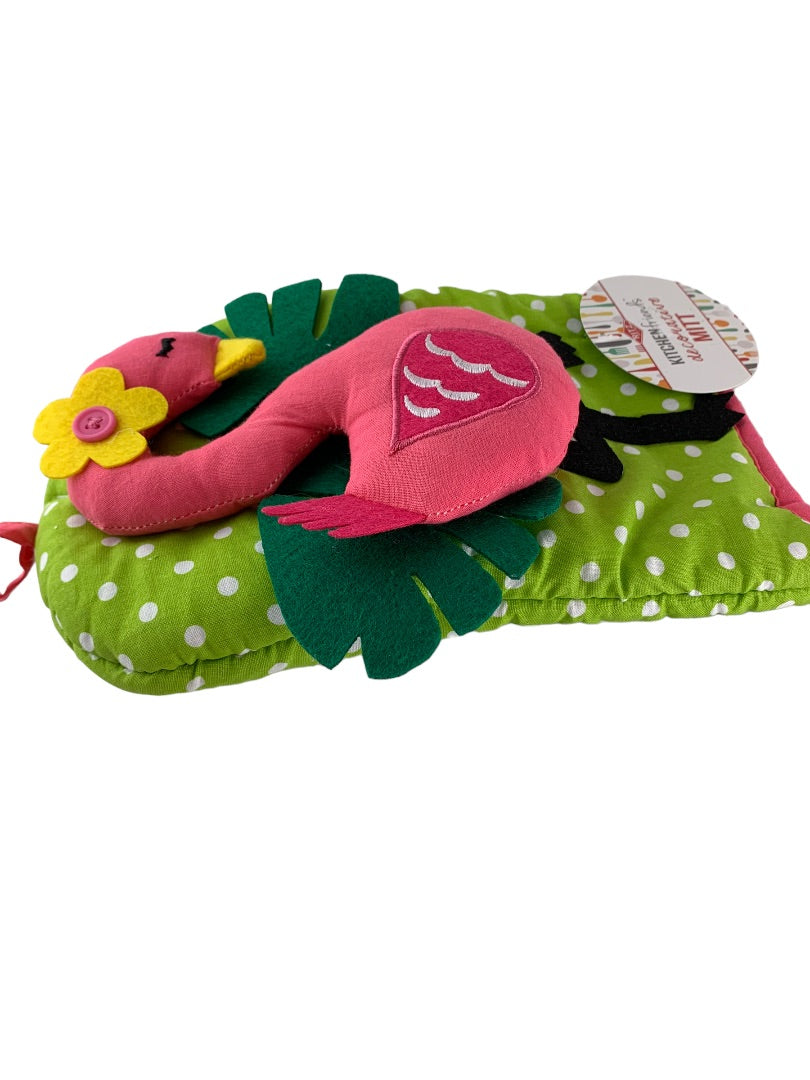 Ritz New Kitchen Friends Decorative Oven Mitt Flamingo Pink Green Polka Dots