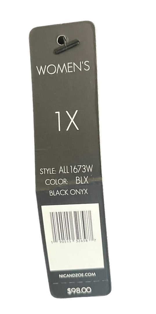 1X Nic + Zoe Sleeveless Black Onyx Womens Popover Blouse New Split Neck