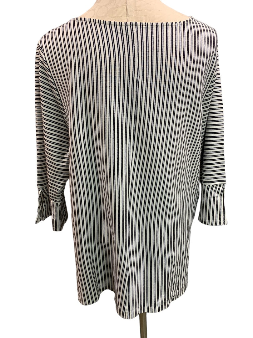 2X Talbots Women's Striped Pullover Flare 3/4 Sleeve Scoop Neck Knit Top