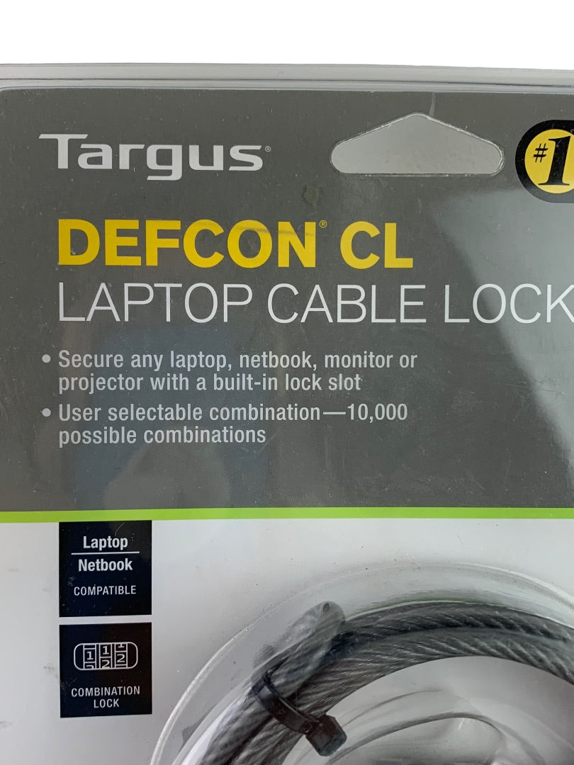 Targus Laptop Cable Lock Defcon CL 6.5ft long Combination Code Security Base