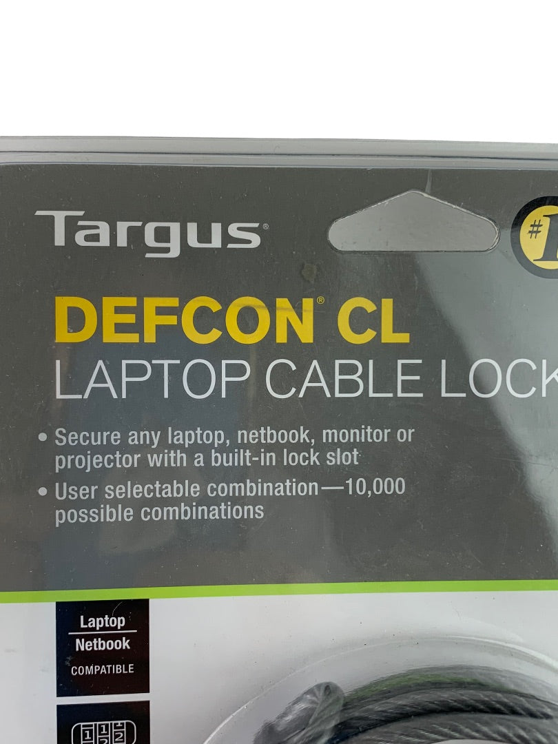 Targus Laptop Cable Lock Defcon CL 6.5ft long Combination Code Security Base