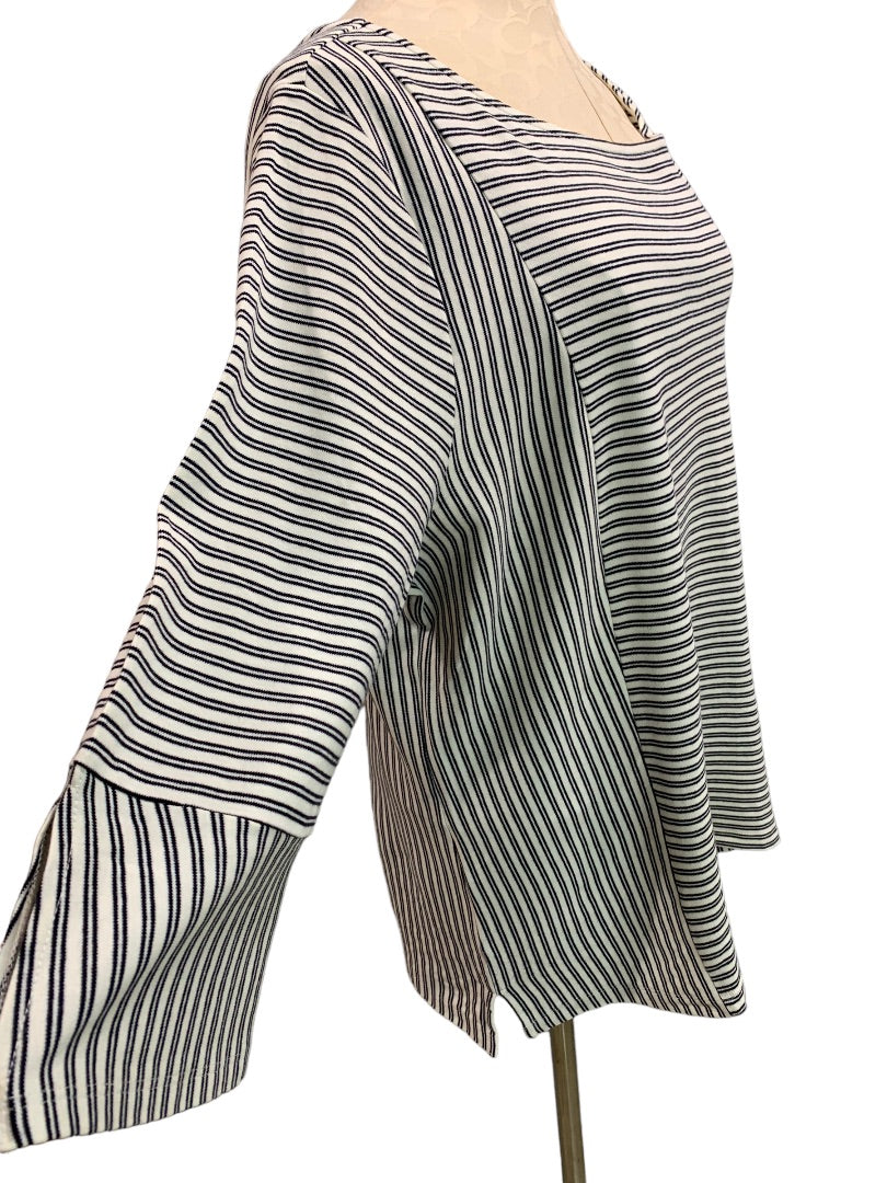 2X Talbots Women's Striped Pullover Flare 3/4 Sleeve Scoop Neck Knit Top