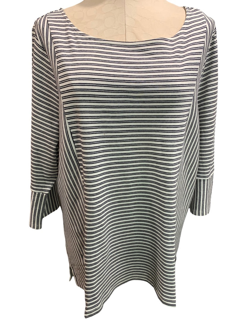 2X Talbots Women's Striped Pullover Flare 3/4 Sleeve Scoop Neck Knit Top