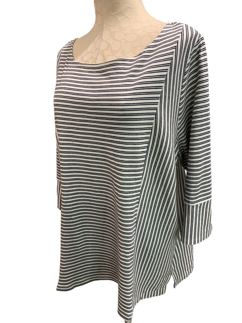 2X Talbots Women's Striped Pullover Flare 3/4 Sleeve Scoop Neck Knit Top