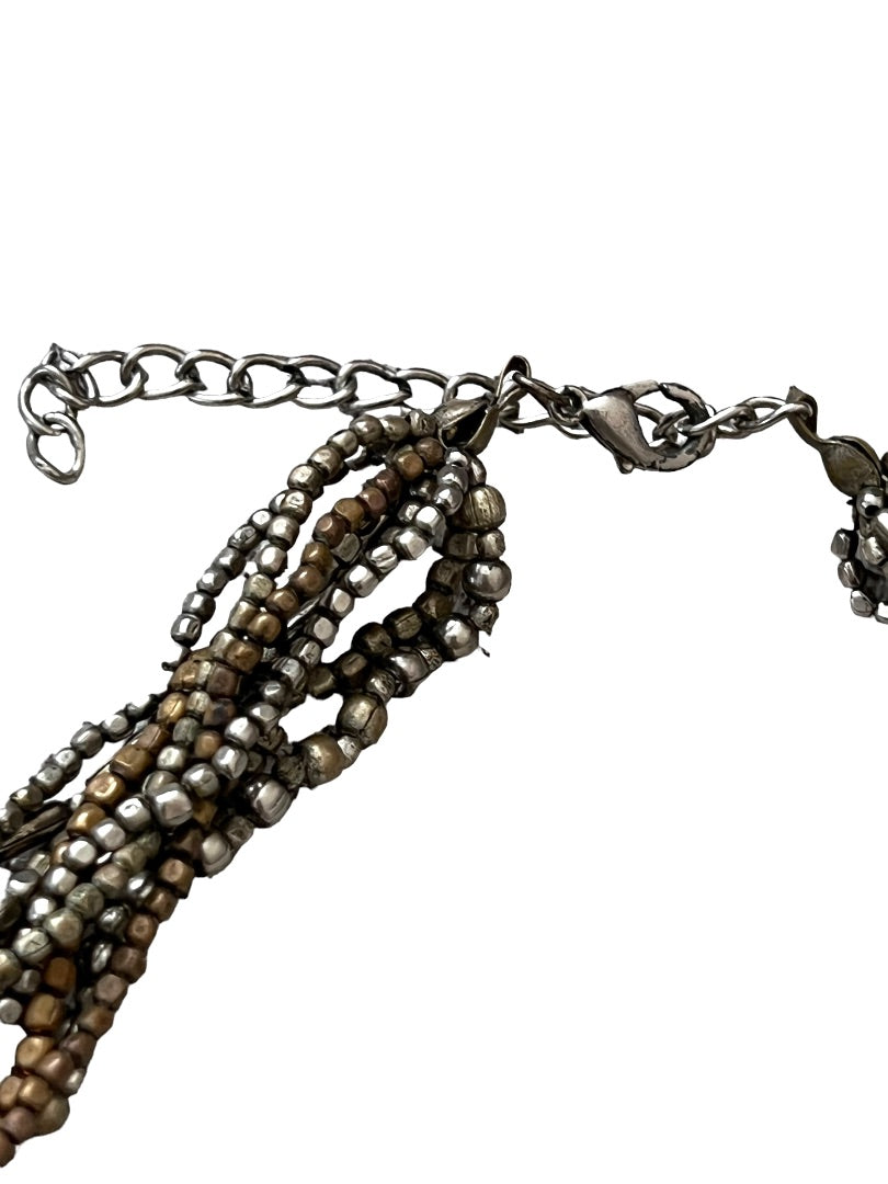 Mixed Metal Seed Bead Twisted Necklace 15" - 17"