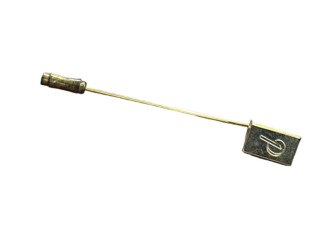 Gold Tone Stick Pin Initial Monogram P Rectangle 2.5" long