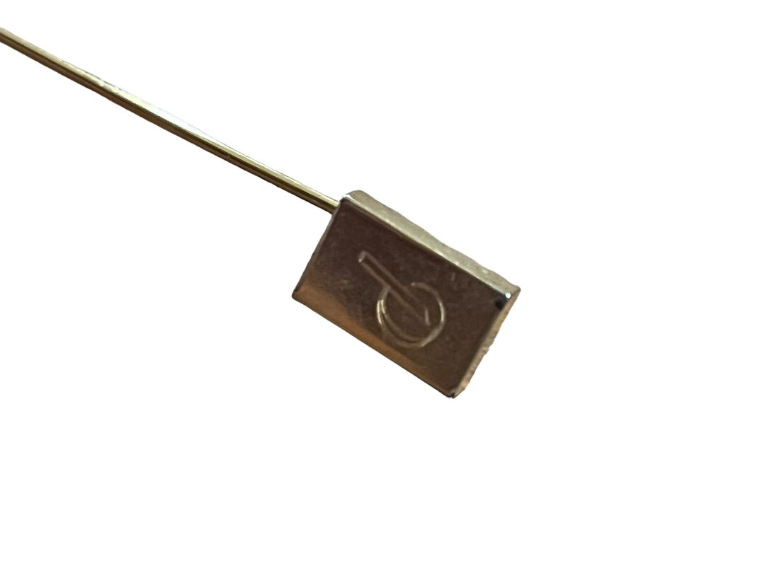 Gold Tone Stick Pin Initial Monogram P Rectangle 2.5" long