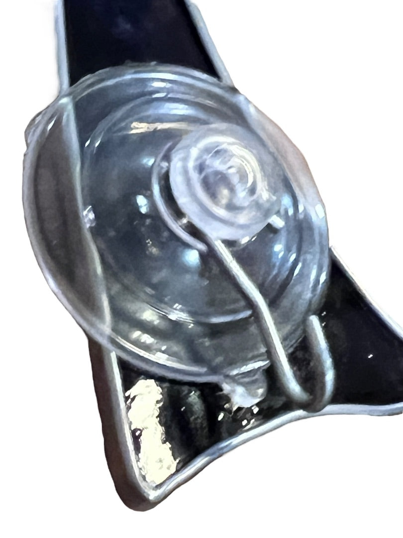 Stained Glass Angel Lead Iridescent Wings Purple Sun Catcher Art