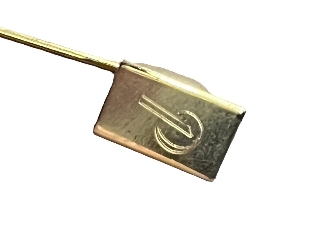 Gold Tone Stick Pin Initial Monogram P Rectangle 2.5" long