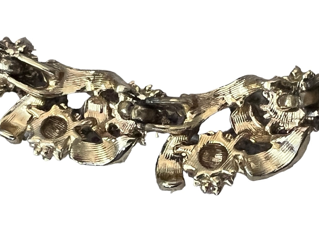 Coro Gold Tone Thistle Floral Link Necklace Vintage 14" - 16.75"