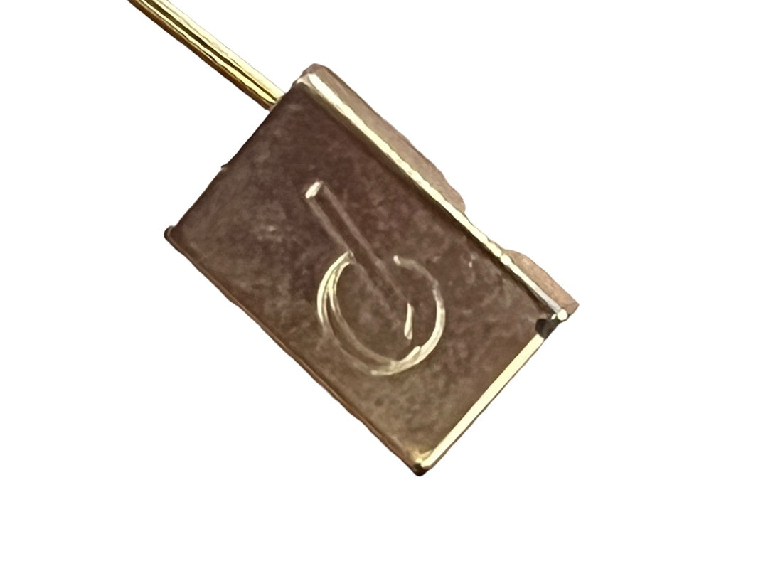 Gold Tone Stick Pin Initial Monogram P Rectangle 2.5" long