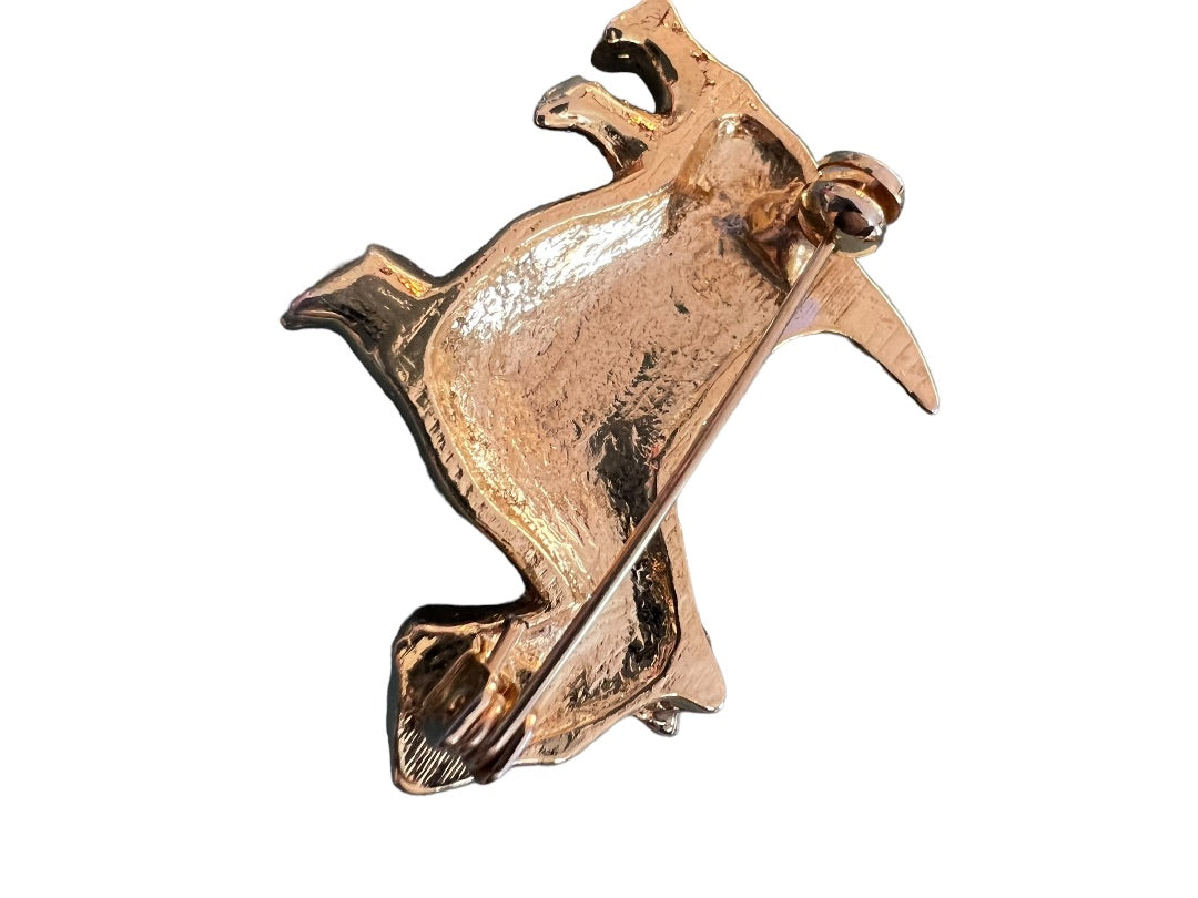 Scotty Terrier Dog Jeweled with Crystals Brooch Gold Tone