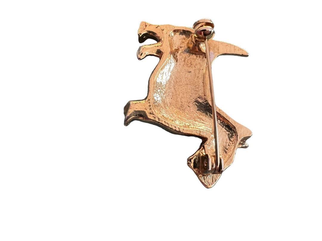 Scotty Terrier Dog Jeweled with Crystals Brooch Gold Tone
