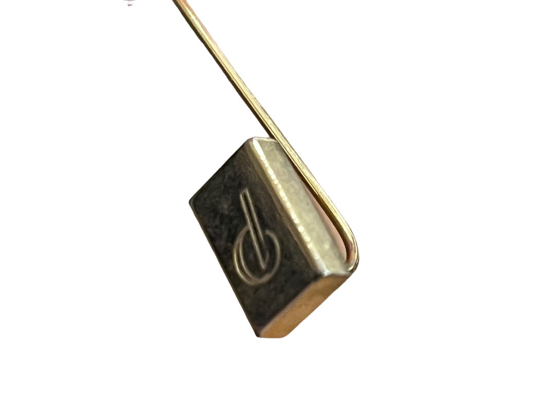 Gold Tone Stick Pin Initial Monogram P Rectangle 2.5" long