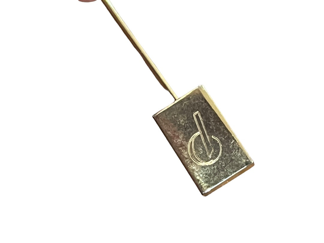 Gold Tone Stick Pin Initial Monogram P Rectangle 2.5" long