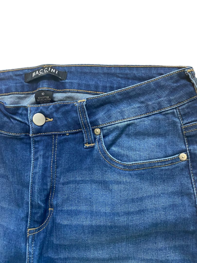10 Baccini Crop Jeans Wide Leg Split Hem Bow