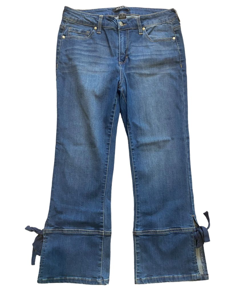 10 Baccini Crop Jeans Wide Leg Split Hem Bow