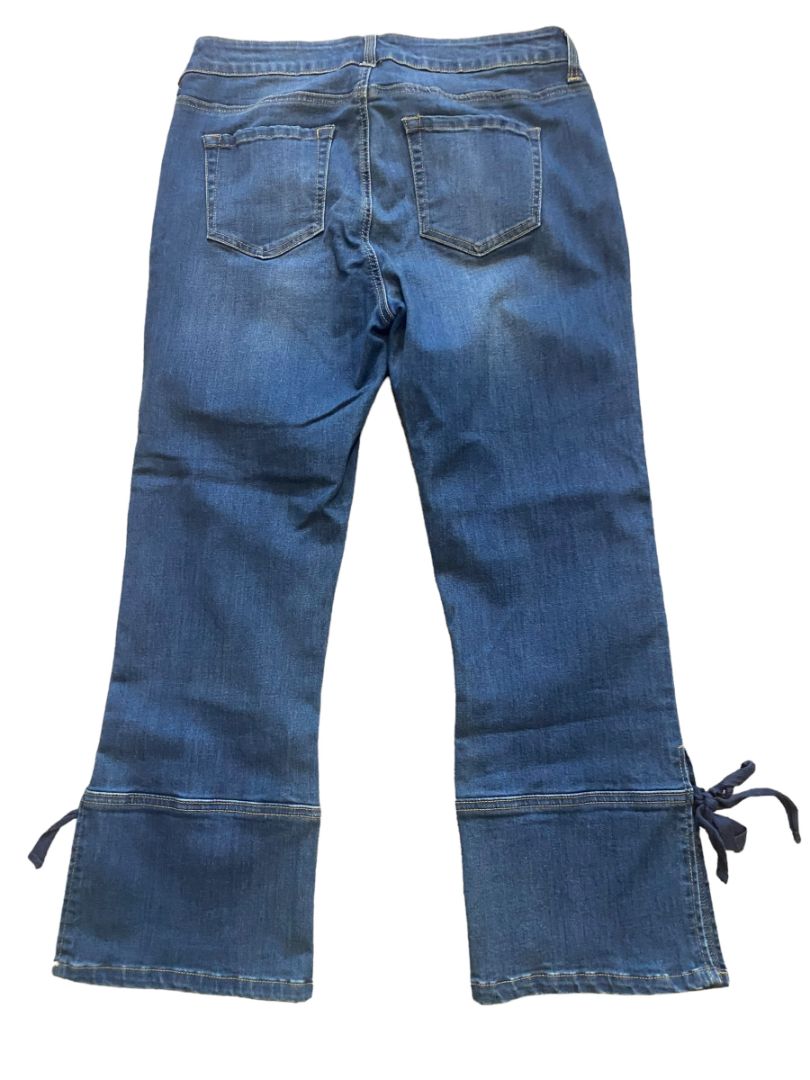 10 Baccini Crop Jeans Wide Leg Split Hem Bow