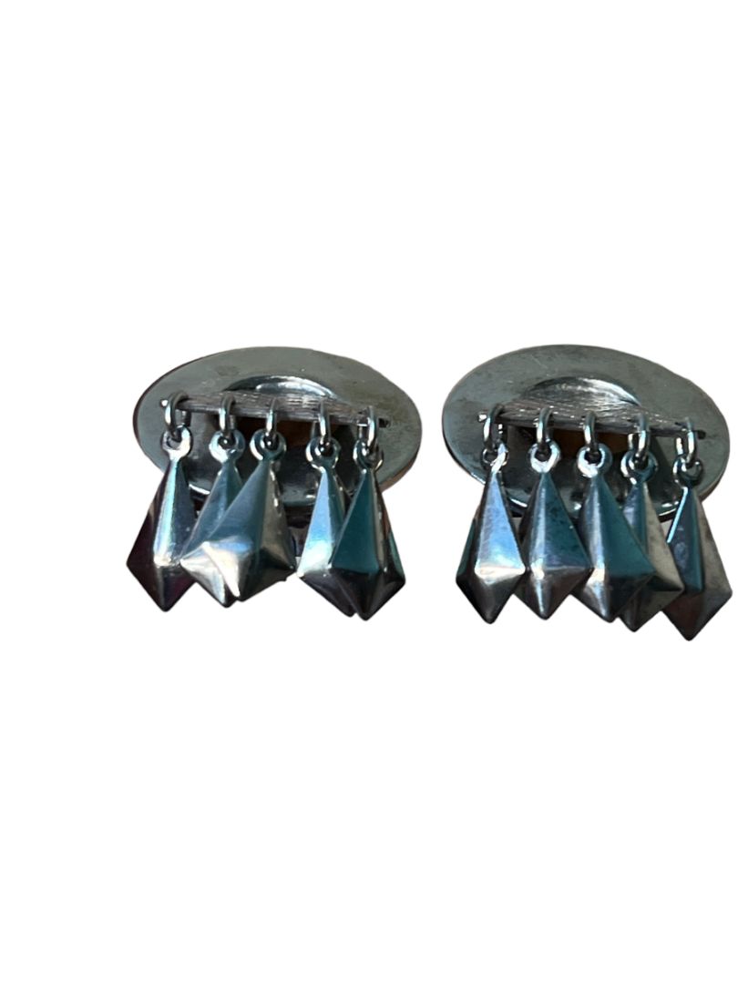 Vintage Silvertone 80's Geometric Clip On Earrings