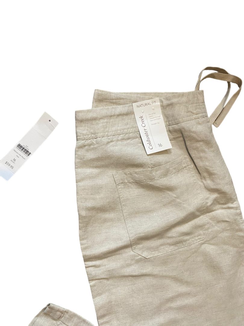 16 Coldwater Creek Natural Linen Rayon Pants NWT Natural Fit