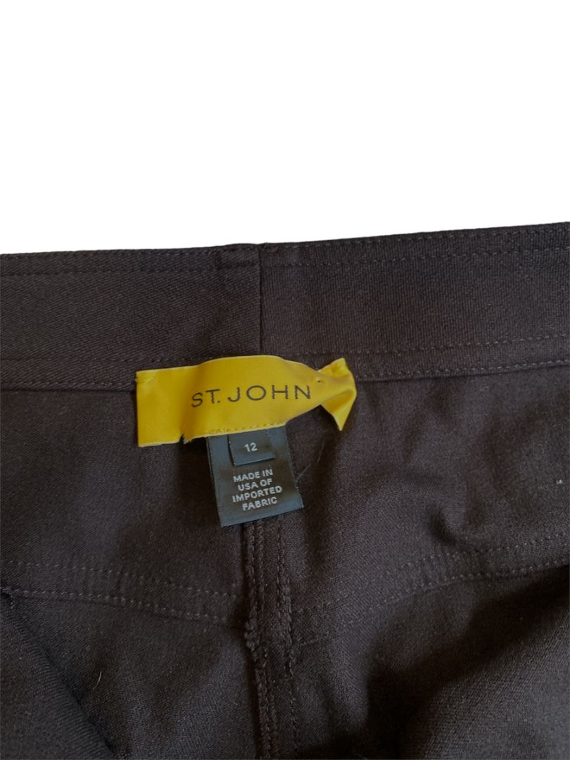 12 St. John Brown Straight Leg Dress Pants Pockets