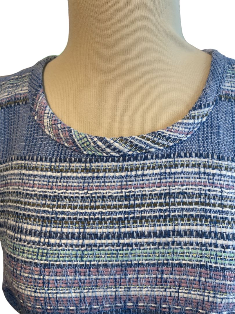 6 Talbots Sleeveless Pastel Striped Tweed Sheath Dress