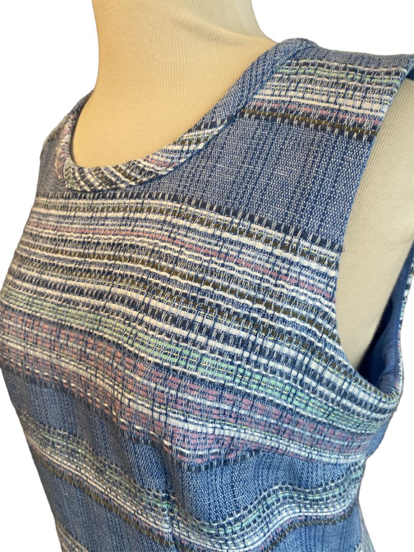 6 Talbots Sleeveless Pastel Striped Tweed Sheath Dress