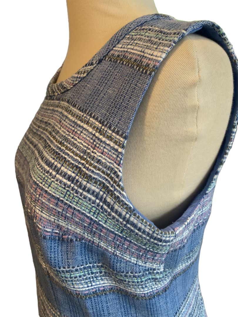 6 Talbots Sleeveless Pastel Striped Tweed Sheath Dress