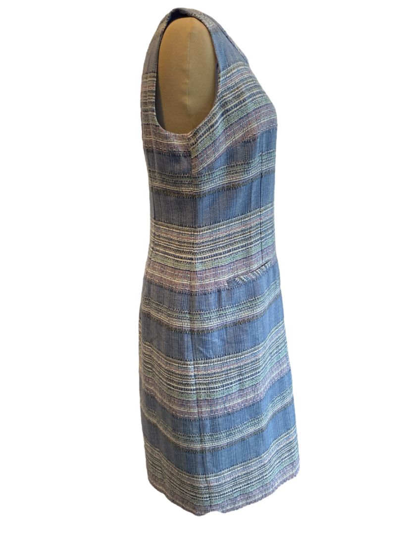 6 Talbots Sleeveless Pastel Striped Tweed Sheath Dress