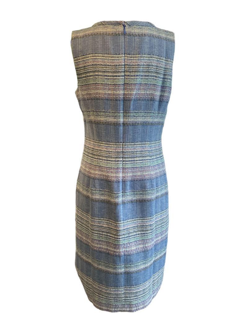6 Talbots Sleeveless Pastel Striped Tweed Sheath Dress