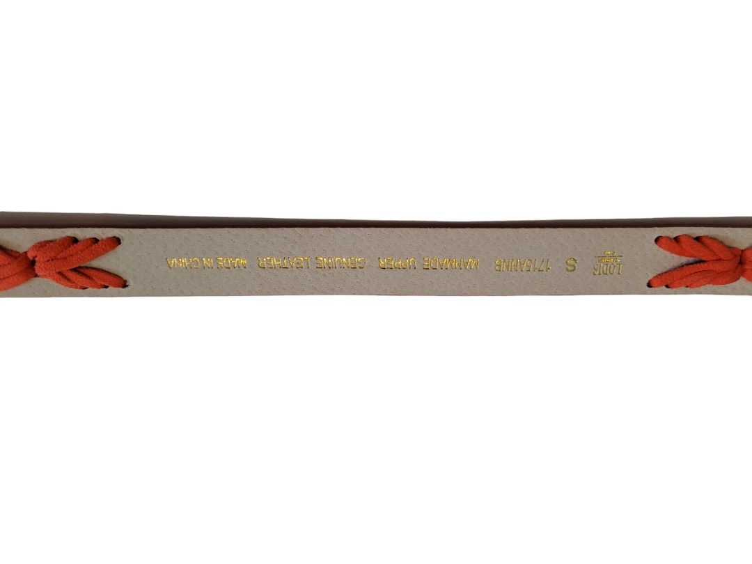 Medium Lodis NY Brown Leather Aztec Boho Neon Orange Stiched Women's Belt NEW Retail $59