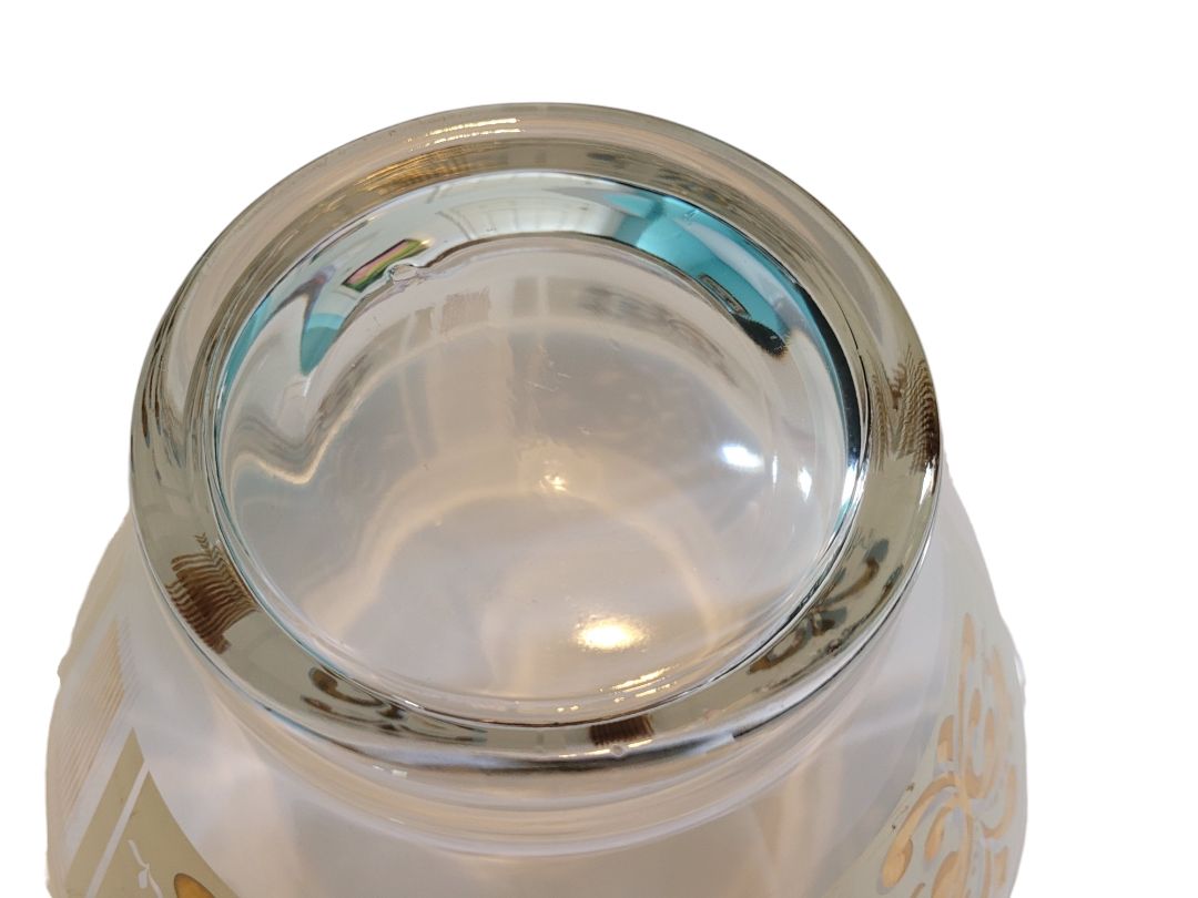 Anchor Hocking Glass Chip Bowl Fleur-de-lis 22kt Gold MCM Vintage