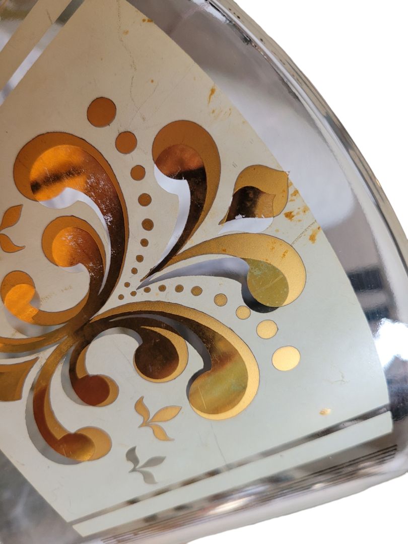 Anchor Hocking Glass Chip Bowl Fleur-de-lis 22kt Gold MCM Vintage