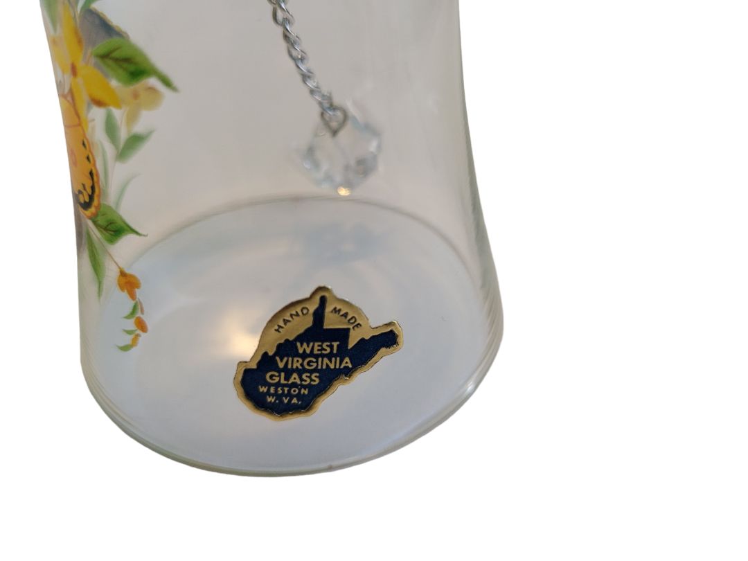 West Virginia Glass Butterfly Hand Bell Dinner Flowers