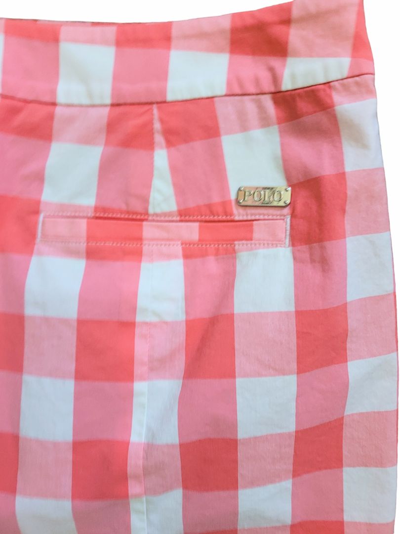 2 Polo Golf Pink White Checked Golf Skort Side Zip