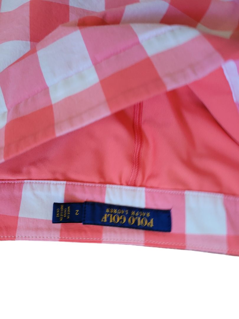 2 Polo Golf Pink White Checked Golf Skort Side Zip